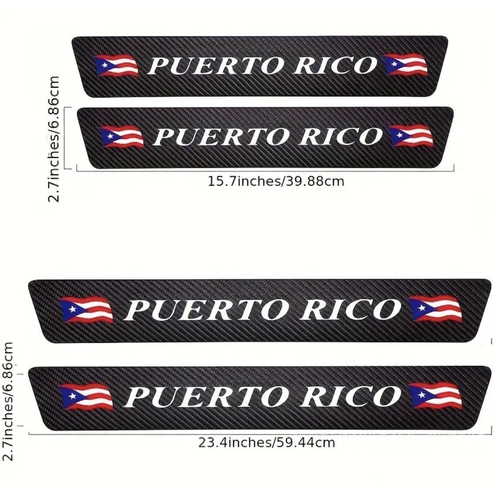 4x Puerto Rico‎ Flag Car SUV Door Sill Protectors Sticker Accessory